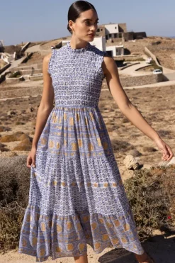 Clearance Sleeveless Smocked Maxi- Veranda Blue Maxis|Dresses