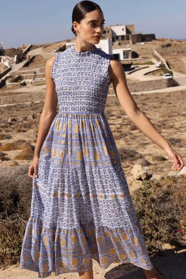 Clearance Sleeveless Smocked Maxi- Veranda Blue Maxis|Dresses
