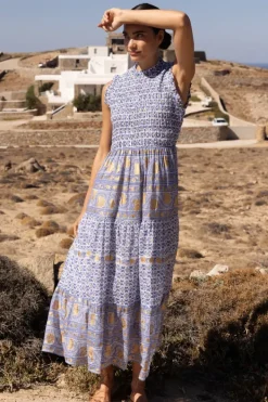 Clearance Sleeveless Smocked Maxi- Veranda Blue Maxis|Dresses