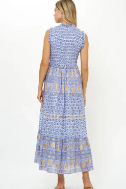 Clearance Sleeveless Smocked Maxi- Veranda Blue Maxis|Dresses