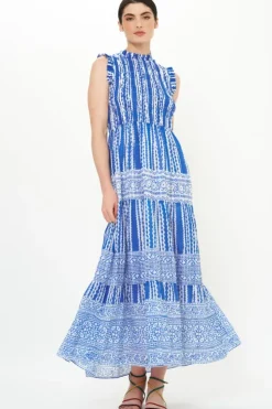 Clearance Sleeveless Smocked Maxi- Ziggy Blue Maxis|Dresses