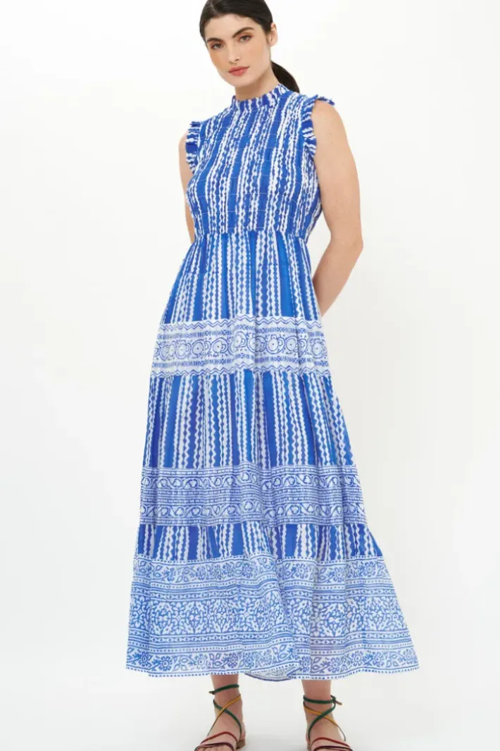 Clearance Sleeveless Smocked Maxi- Ziggy Blue Maxis|Dresses