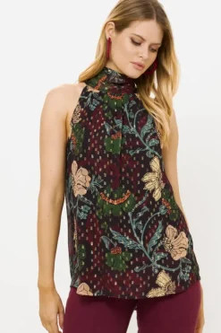 Sleeveless Tie Neck Top- Turin Wine Matching Sets|Tops