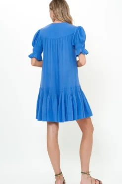Sale Smocked Drop Mini- Bermuda Blue Short & Mini Dresses|Dresses