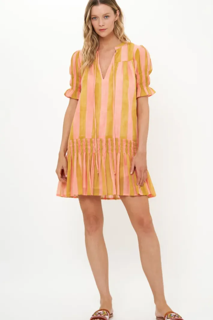 Outlet Smocked Drop Mini- Cabana Coral Short & Mini Dresses|Dresses
