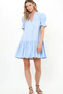 Online Smocked Drop Mini- Chatham Blue Short & Mini Dresses|Dresses