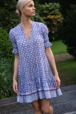 Smocked Drop Mini- Clover Blue Short & Mini Dresses