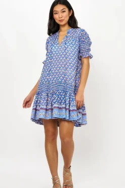Smocked Drop Mini- Clover Blue Short & Mini Dresses