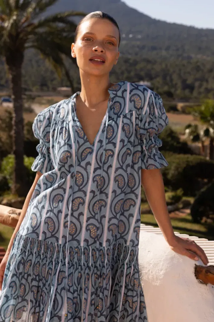 New Smocked Drop Mini- Goa Blue Short & Mini Dresses|Dresses