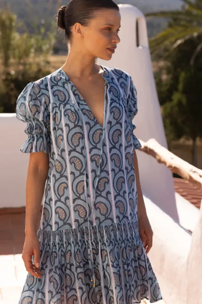 New Smocked Drop Mini- Goa Blue Short & Mini Dresses|Dresses
