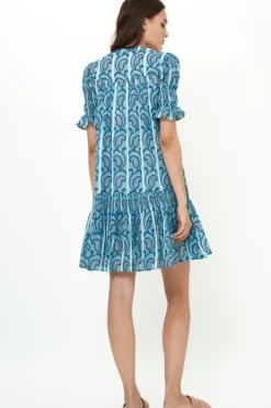 New Smocked Drop Mini- Goa Blue Short & Mini Dresses|Dresses