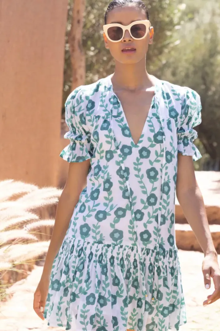 Hot Smocked Drop Mini- Toscana Green Short & Mini Dresses|Dresses