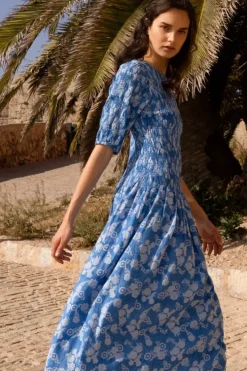 Sale Smocked Drop Waist Maxi- Pretoria Navy Maxis|Dresses