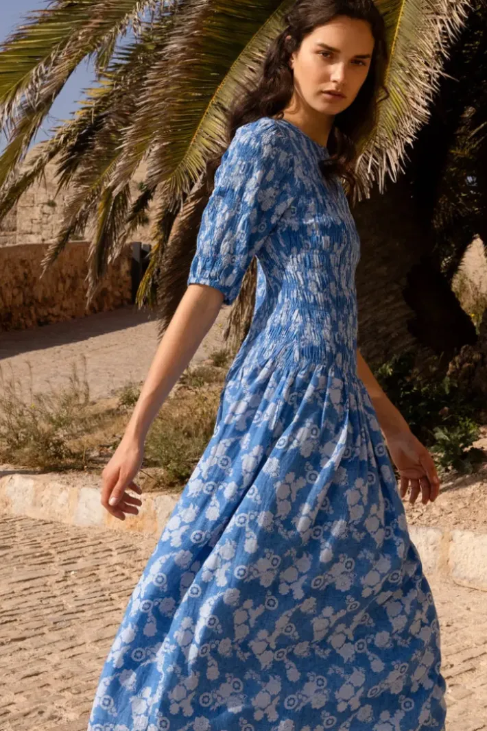 Sale Smocked Drop Waist Maxi- Pretoria Navy Maxis|Dresses