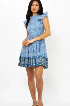 Smocked Flirty Short- Budapest Blue Short & Mini Dresses