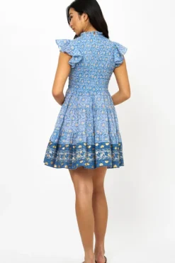 Smocked Flirty Short- Budapest Blue Short & Mini Dresses