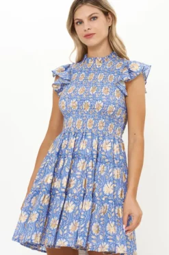 Outlet Smocked Flirty Short- Mughal Blue Short & Mini Dresses|Dresses
