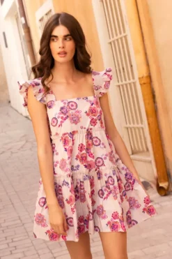 Online Smocked Square Neck Mini- Pretoria Pink Short & Mini Dresses|Dresses