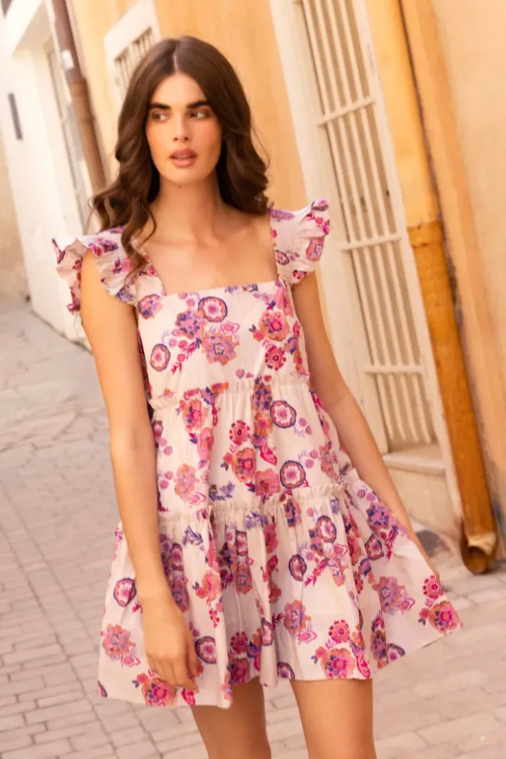 Online Smocked Square Neck Mini- Pretoria Pink Short & Mini Dresses|Dresses
