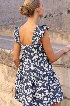 Online Smocked Square Neck Mini- Acadia Navy Short & Mini Dresses|Dresses