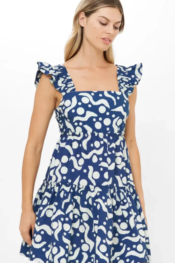 Online Smocked Square Neck Mini- Acadia Navy Short & Mini Dresses|Dresses