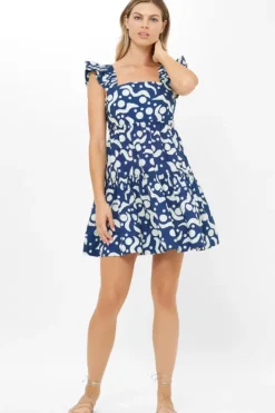 Online Smocked Square Neck Mini- Acadia Navy Short & Mini Dresses|Dresses
