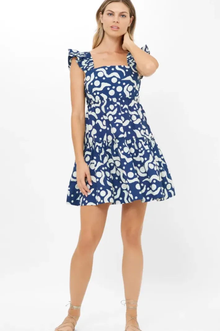 Online Smocked Square Neck Mini- Acadia Navy Short & Mini Dresses|Dresses