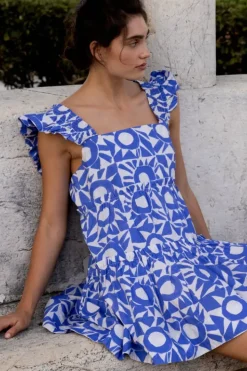 Online Smocked Square Neck Mini- Eclipse Blue Short & Mini Dresses|Dresses