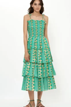 Sale Smocked Tie Strap Midi- Ascot Teal Midis|Dresses