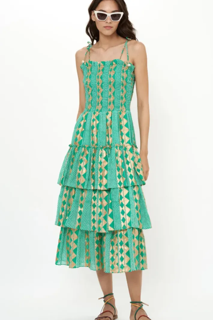 Sale Smocked Tie Strap Midi- Ascot Teal Midis|Dresses