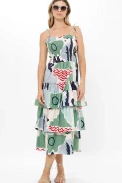 Clearance Smocked Tie Strap Midi- Riviera Sage Dresses|Midis