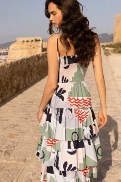 Clearance Smocked Tie Strap Midi- Riviera Sage Dresses|Midis