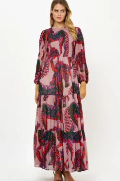 Discount Smocked Top Maxi- Arabia Crimson Maxis