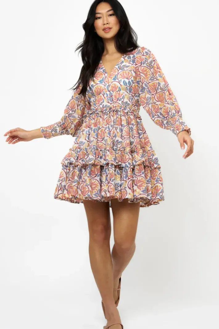 Smocked Waist V-Neck Mini- Montenegro Coral Short & Mini Dresses