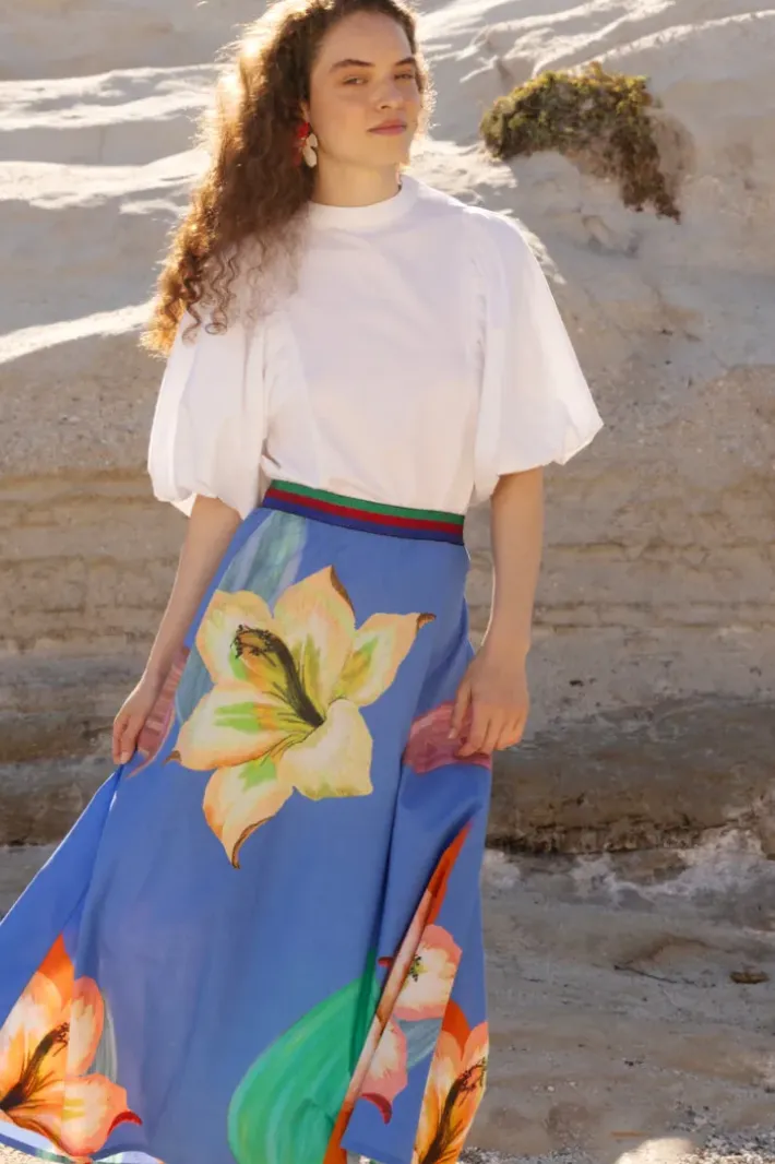 Outlet Swing Skirt- Hibiscus Blue Skirts