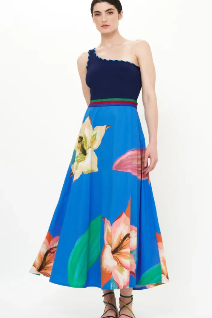 Outlet Swing Skirt- Hibiscus Blue Skirts