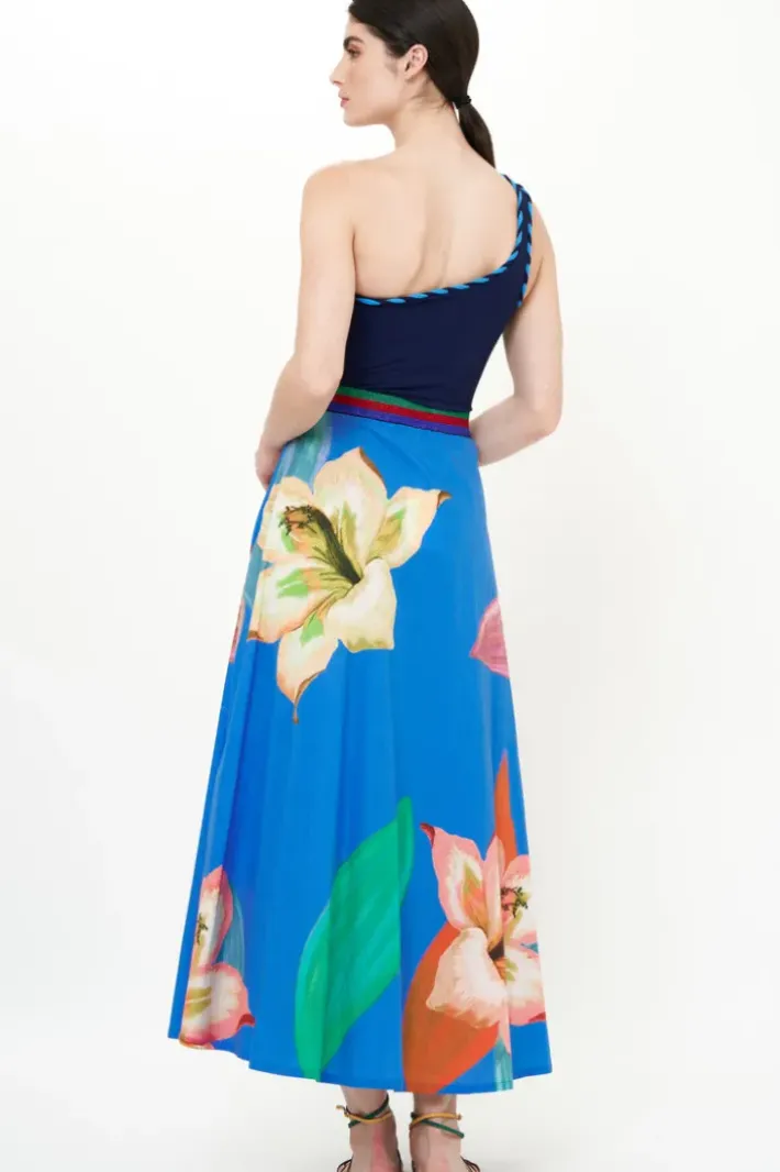 Outlet Swing Skirt- Hibiscus Blue Skirts