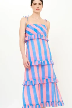 Discount Tie Strap Ruffle Midi- Cabana Pink Midis|Dresses