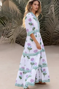 Online V-Neck Cuffed Maxi- Bloom Lilac Maxis|Dresses