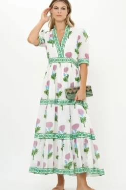 Online V-Neck Cuffed Maxi- Bloom Lilac Maxis|Dresses