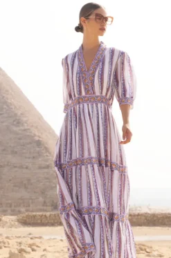 Clearance V-Neck Cuffed Maxi- Haveli Peri Maxis|Dresses