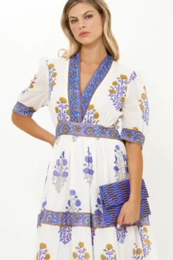 Clearance V-Neck Cuffed Maxi- Napa Blue Dresses|Maxis