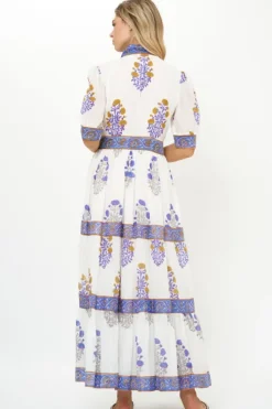 Clearance V-Neck Cuffed Maxi- Napa Blue Dresses|Maxis