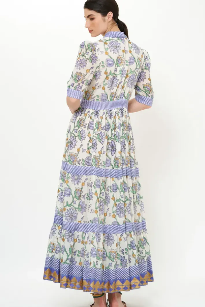 V-Neck Cuffed Maxi- Presidio Blue Maxis|Dresses