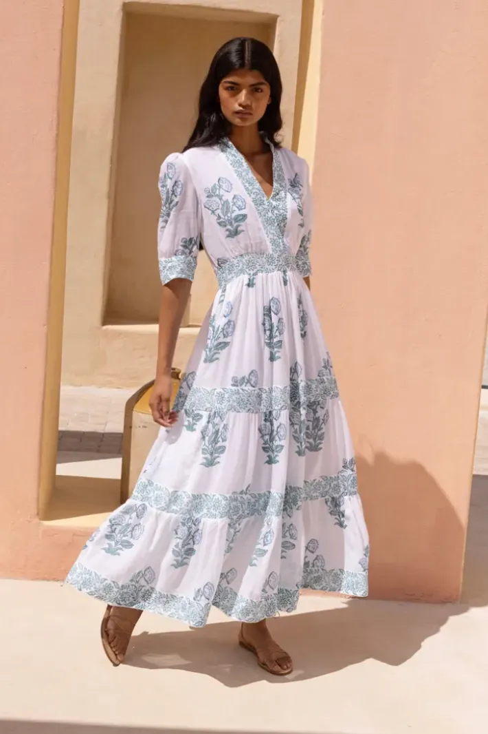 Best V-Neck Cuffed Maxi- Salvia Green Maxis|Dresses