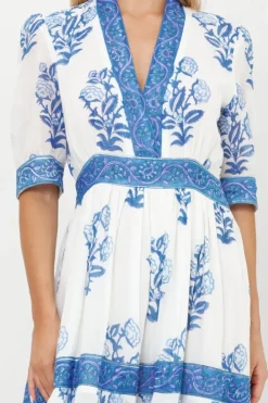 Clearance V-Neck Cuffed Maxi- Salvia Blue Maxis|Dresses
