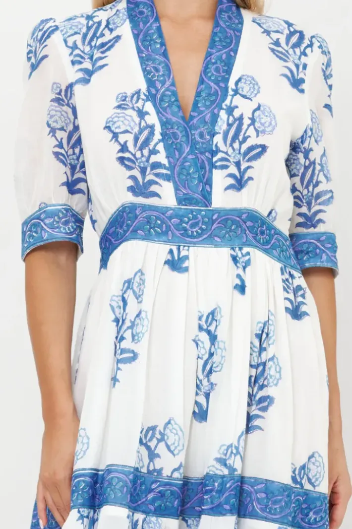 Clearance V-Neck Cuffed Maxi- Salvia Blue Maxis|Dresses