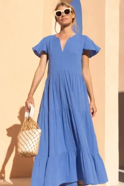 Best V-Neck Maxi- Bermuda Blue Maxis|Dresses