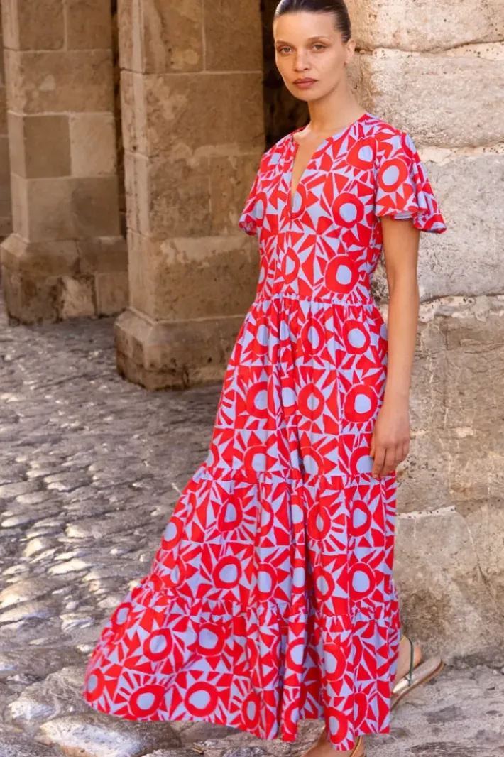 V-Neck Maxi- Eclipse Red Maxis|Dresses
