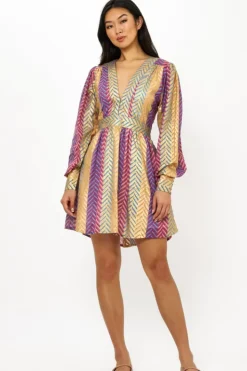 New V-Neck Mini Dress- Torino Blue Short & Mini Dresses
